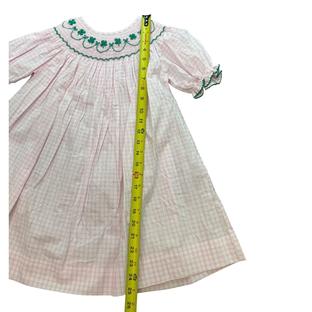 Special K Smocks Girls St Patricks Day Shamrock Gingham Dress Leggings Set 6 NEW - Picture 5 of 10